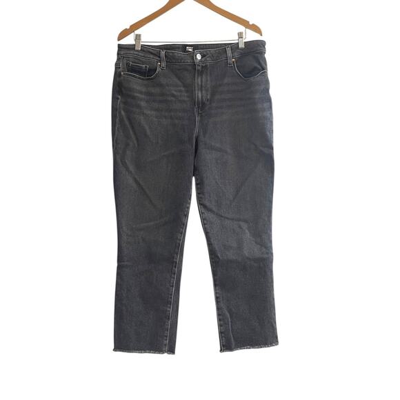 Paige Cindy Straight Jeans in Ash Black Size 34 – Raw Hem, Premium Stretch Denim - Picture 5 of 13